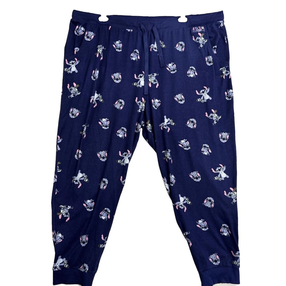 Disney Stitch Women’s 3X Pajama Jogger Pants Blue Sleep Lounge Plus Size 22W 24W